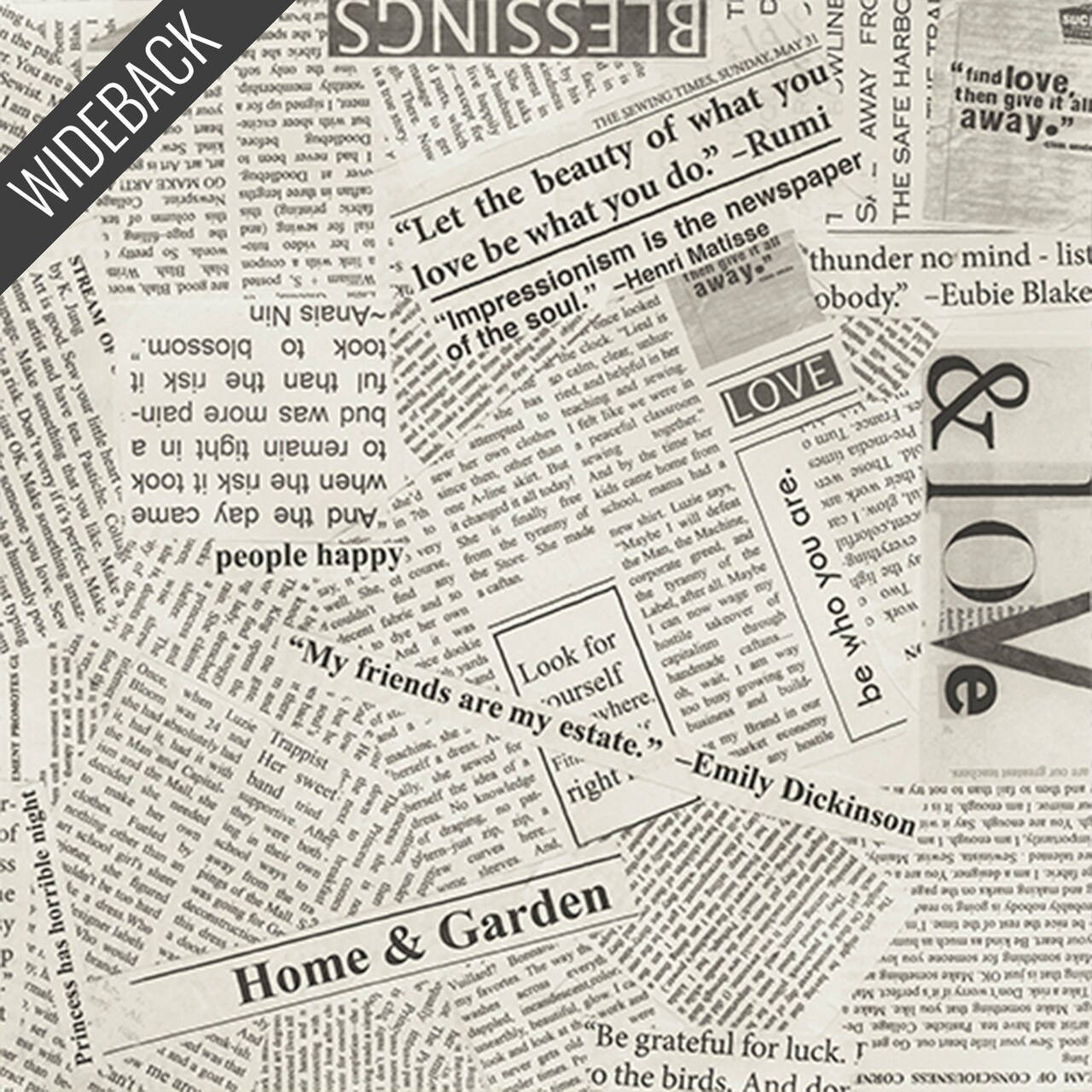 Newsprint Wideback (108 Inch) in Spackle (41946-4) | 108" Quilt Backs | Windham